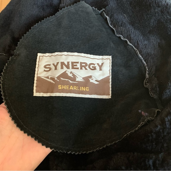 Vintage Black Leather Faux Shearling Cropped Jacket Size Large - Picture 5 of 7